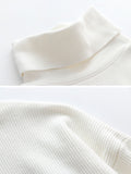 Chicmy-Casual Loose Solid Color High-Neck Long Sleeves Knitwear