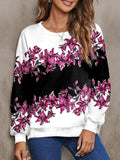 ChicmyWomen's Floral Pattern Gradient Round Neck Long Sleeve Pullover Sweatshirt Casual Daily