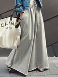 Chicmy-Loose Urban Gray Wide Leg Elastic Waist Pants