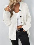 Chicmy-Simple Long Sleeves Loose Buttoned Solid Color Hooded Cardigan Coats