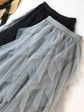 Chicmy-Solid Color Irregular Tiered Gauze Skirt