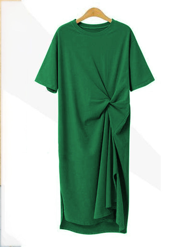 Chicmy-Original Solid Color Irregularity Pleats Midi Dress