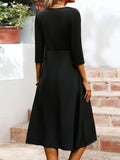 Chicmy Elegant Black V-Neck Slim Fit Knit Dress