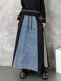 CHICMY-Graduation gift, graduation evening dress Striped Split-Joint Drawstring Contrast Color Loose A-Line Skirts Bottoms