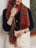 Chicmy-Plaid Tasseled Shawl&Scarf