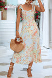 CHICMY-Women's Spring and Summer Outfits, Casual and Fashionable Floral Printed Strap Bandeau Midi Dress