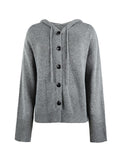 Chicmy-Simple Long Sleeves Loose Buttoned Solid Color Hooded Cardigan Coats