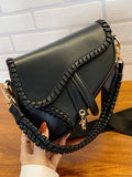 Chicmy-Urban Split-Joint Solid Color PU Shoulder Bag Saddle Bag