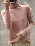 Chicmy-Solid Color Heaps Collar Long Sleeve Knitwear Tops