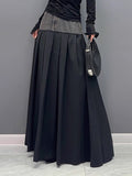 CHICMY-Graduation gift, graduation evening dress Split-Joint Pleated Contrast Color High Waisted A-Line Skirts Bottoms