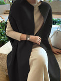 Chicmy-Simple Sleeveless Solid Color Round-Neck Cape Outerwear