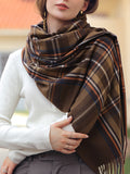 Chicmy-Plaid Tasseled Shawl&Scarf