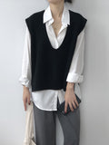 Chicmy-Knitting Irregularity Solid V-Neck Vest