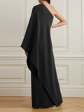 Chicmy-Simple Asymmetric Solid Color One-Shoulder Maxi Dresses