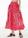 Chicmy-Polka-Dot Split-Joint Striped High Waisted Loose Skirts Bottoms