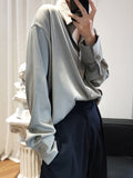 Chicmy-Simple Solid Color Satin Chiffon Long Sleeve Blouse