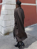Chicmy-Loose Striped Lapel Split-joint Blouse Dress