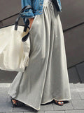 Chicmy-Loose Urban Gray Wide Leg Elastic Waist Pants