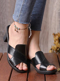 ChicmyVintage Cutout Chunky Heel Mule Sandals