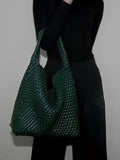 Chicmy-Solid Color Woven Handbags Bags