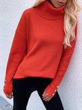 Chicmy-Casual Loose Solid Color High-Neck Long Sleeves Knitwear