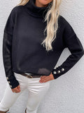 Chicmy-Casual Loose Solid Color High-Neck Long Sleeves Knitwear