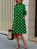 Chicmy-Vintage Long Sleeves Polka Dot Lapel Midi Dresses