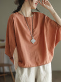 Chicmy-Vintage Loose Round-Neck Batwing Sleeves T-Shirt