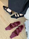 Chicmy-Solid Color Square-Toe Flat Shoes