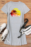 CHICMY-Women's Spring and Summer Outfits, Casual and Fashionable O Neck Sunshine Print Grey Mini Dress