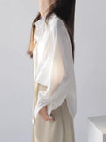 Chicmy-Casual Long Sleeves Loose Solid Color Lapel Collar Blouses&Shirts Tops