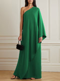 Chicmy-Simple Asymmetric Solid Color One-Shoulder Maxi Dresses