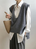 Chicmy-Knitting Irregularity Solid V-Neck Vest