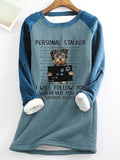 ChicmyWomen's Fleece Sweatshirt Pullover Cute Doggy Printed Round Neck Long Sleeve