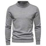 ChicMy-Fall Outfits   All Match Knitted Sweater, Men's Casual Warm High Stretch Stand Collar Pullover Sweater For Fall Winter