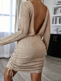 Chicmy-Side Drawstring Open Back Sweater Dress