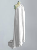 Chicmy-Banquet Sleeveless Loose Pleated Falbala Solid Color One-Shoulder Maxi Dresses