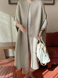 Chicmy-Simple Sleeveless Solid Color Round-Neck Cape Outerwear