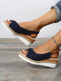 ChicmyJFN Bow Weave Fish Mouth Wedge Sandals