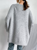 Chicmy-Stretch Mohair-Blend Balloon Sleeves Loose Solid Round-Neck Sweater Tops