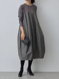 CHICMY-Graduation gift, graduation evening dress Split-Joint Loose Long Sleeves Round-Neck Midi Dresses