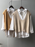 Chicmy-Knitting Irregularity Solid V-Neck Vest