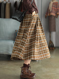 Chicmy-Artistic Retro Plaid A-Line Skirt