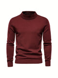 ChicMy-Fall Outfits   All Match Knitted Sweater, Men's Casual Warm High Stretch Stand Collar Pullover Sweater For Fall Winter