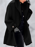 ChicmyJFN Women Lapel Woolen Cloth Button Long Sleeve Shawl Collar Cardigan Coat