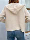 Chicmy-Solid Color Split-Joint Long Sleeves Loose Hooded Cardigan Tops