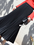 Chicmy-Stylish Pleated Solid Color Elastic Waist Skirts