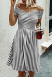 CHICMY-Women's Spring and Summer Outfits, Casual and Fashionable Fashion Short Sleeve Stripe Dress