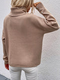 Chicmy-Casual Loose Solid Color High-Neck Long Sleeves Knitwear