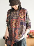 Chicmy-Ethnic Style Round Neck Print Sweater